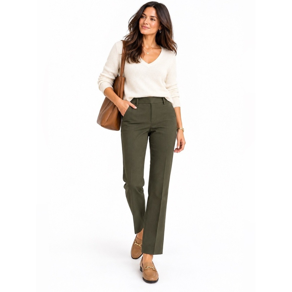 Banana Republic Sloan Pants Women's 4 Olive Green Straight Leg Stretch Workwear